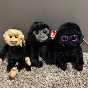 TY Plush Black Gorilla Stuffed Toy - Black